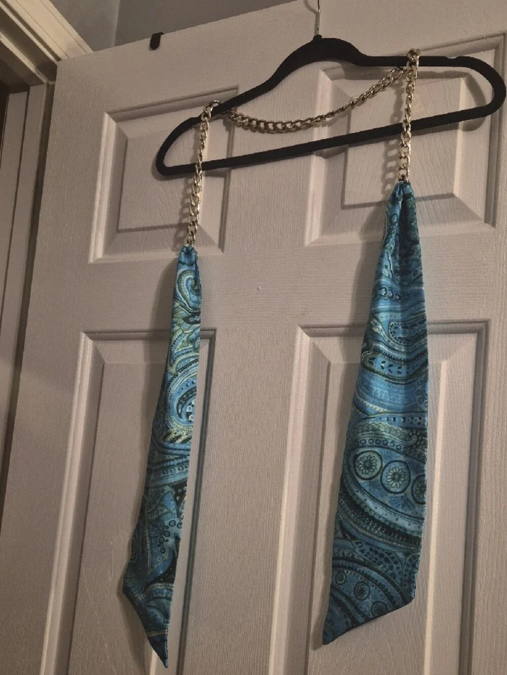 Blue Paisley Hanging Scarf Or Belt.